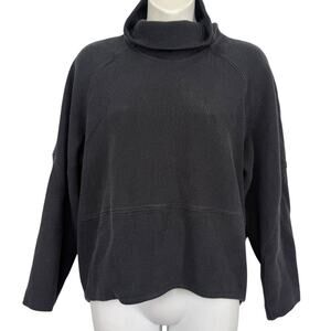 Lululemon W3FF9S Waffle Knit Funnel Neck Pullover Black Sweatshirt Loose Fit 2